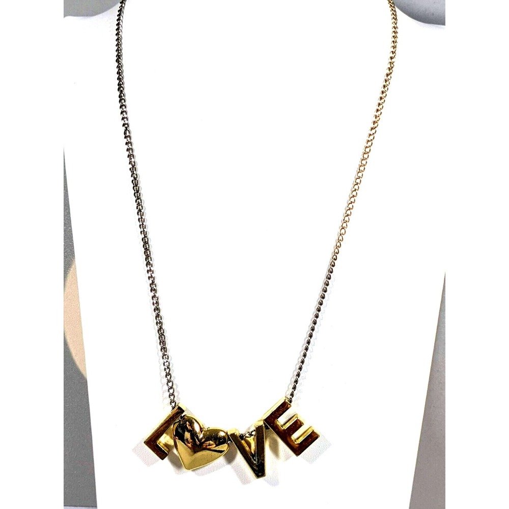 BCBGeneration LOVE Charm Necklace Gold Silver‎ Tone 23"